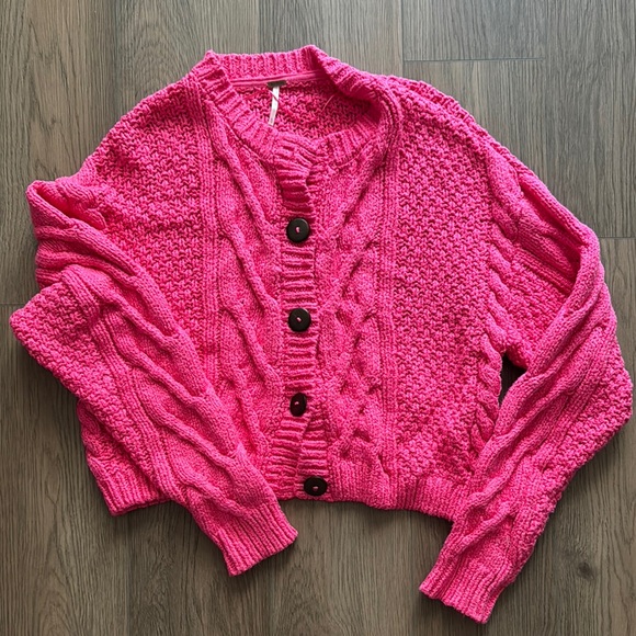 Free People Sweaters - Free People Bonfire Pink Cable Knit Women's Sweater
